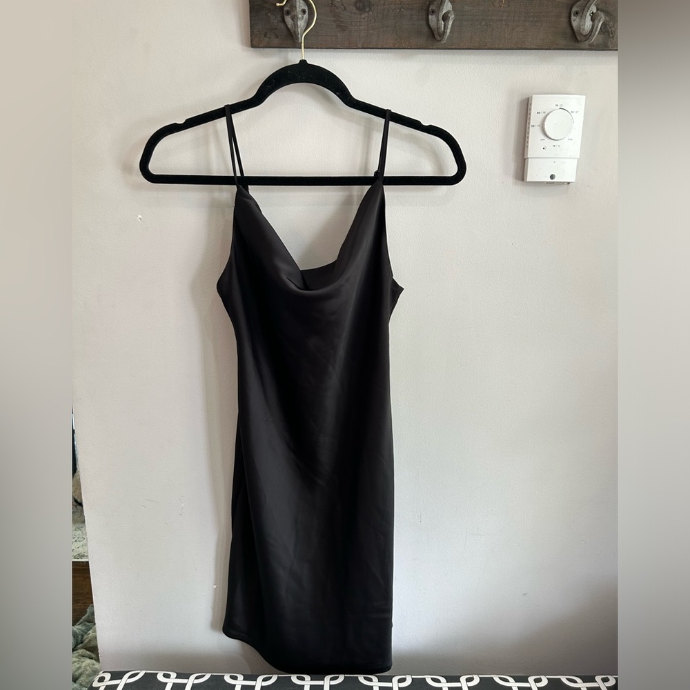 URBAN OUTFITTERS black Mini cow neck slip dress